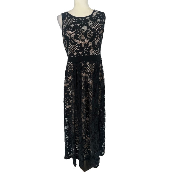 Candalite Evening Gown Dress Petite Large PL Black Lace Maxi Whimsigoth Fairy - Picture 1 of 9